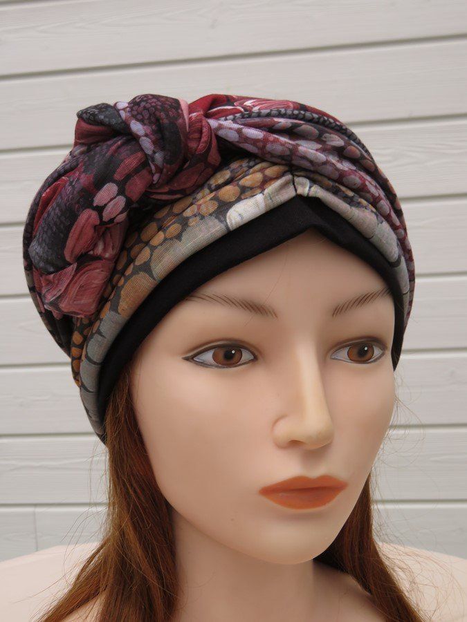 Bonnet chimio foulard intégré fabriqué en Vendée Galets