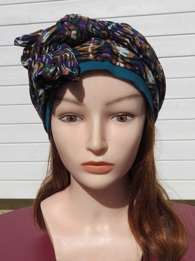 Bonnet chimio foulard intégré fabriqué en Vendée Tropiques